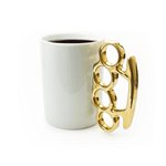 Knuckle Duster Mug-White and Gold
