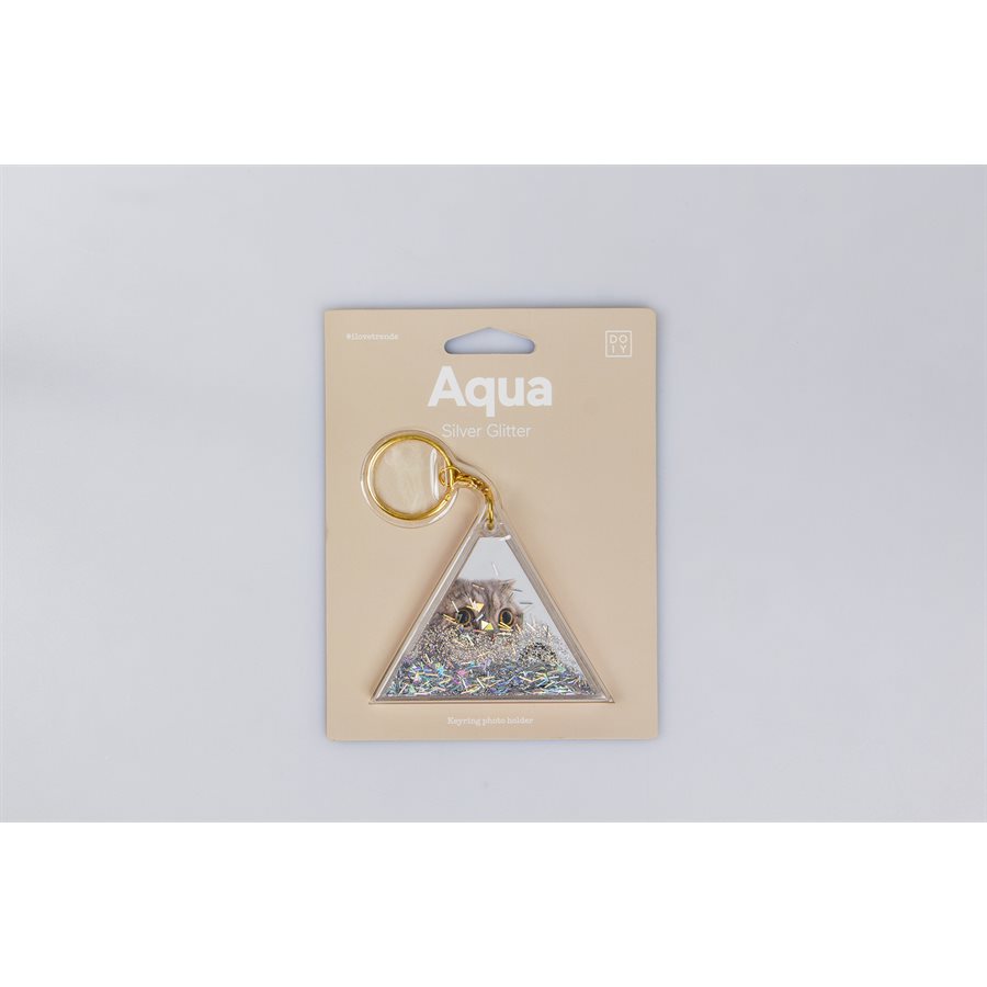 Aqua Silver Glitter keychain