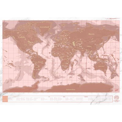 Carte du Monde à Gratter Or Rose