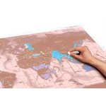 Carte du Monde à Gratter Or Rose