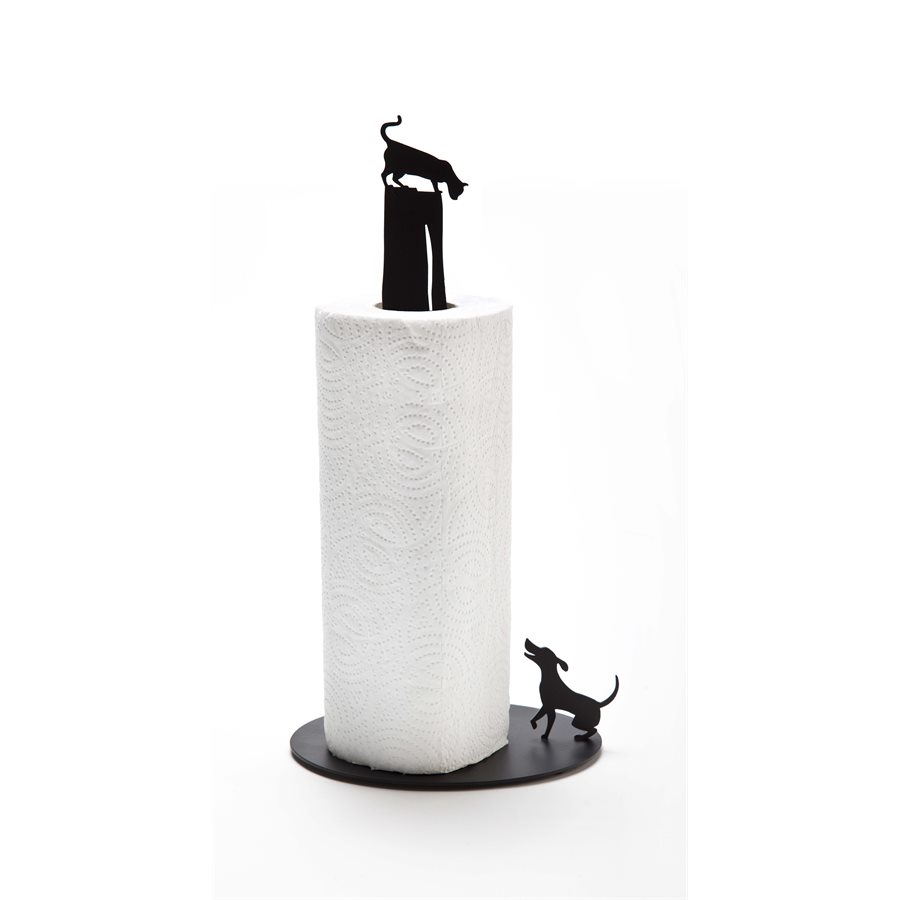 Dog Vs Cat Paper Towel Holder Black